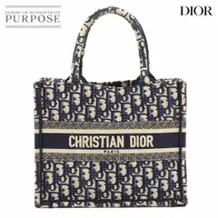 新品同様 クリスチャン ディオール Christian Dior オブリーク ブック トート スモール バッグ キャンバス ネイビー M1265ZRIW 90278160