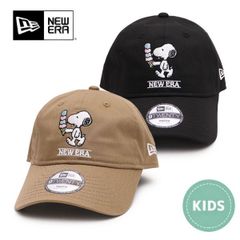 ニューエラ【ＮＥＷ ＥＲＡ】Youth 9TWENTY PEANUTS アイスクリーム カーキ ブラック キャップ キッズ 6～15歳 身長130～160cm 子供 帽子 ユース スヌーピー ピーナッツ コラボ キャラクター