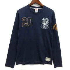 フランクリン&マーシャル FRANKLIN&MARSHALL 両面 プリント 長袖 Tシャツ カットソー ロンT ネイビー 紺 S イタリア製のサムネイル