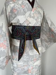 着物リメイク　帯ベルト　洎夫藍サフラン　42