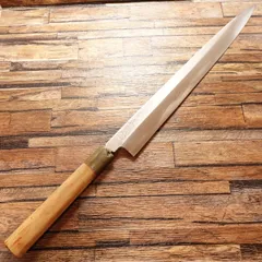 正本★柳刃刺身包丁尺寸★黒本水牛柄★㊨手研ぎ済み★昭和ビンテージ★ 正本☆柳刃刺身包丁尺寸☆黒本水牛柄☆㊨手研ぎ