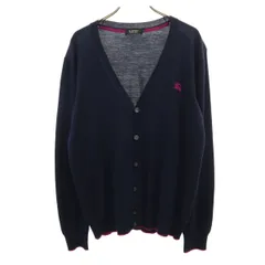 BURBERRY BLACK LABEL バーバリーブラックレーベル 長袖 ニットカーディガン 3 ネイビー 三陽商会 メンズ 古着
