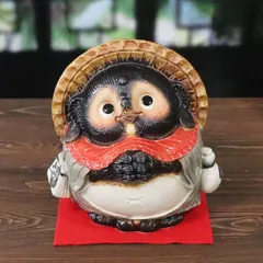 一品作品 信楽焼手捻り狸 高さ15cm