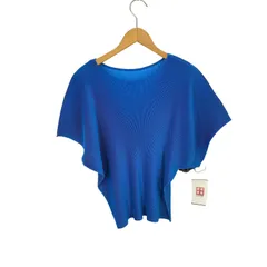 プリーツプリーズPLEATS PLEASEミストMIST半袖トップス ブルー プリーツプリーズPLEATS PLEASEミストMIST半袖トップス ブルー