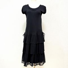 ミュウミュウ ワンピース アシメ 花模様レース シルク100% タグ付き 黒
