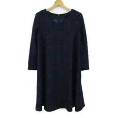 アンタイトル ワンピース 長袖 Vネック ウール混 トップス レディース 42サイズ ネイビー×ホワイト UNTITLED 【中古】
