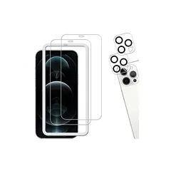 【2+2枚セット】KPNS 日本素材製 強化ガラス iphone12 Pro 用 ガラスフィルム カメラフィルム カバー 保護フィルム 0