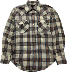 70s 80s LEVIS ☆ ウエスタン チェック シャツ 長袖 S ブラウン オフホワイト アメカジ ウェスタンシャツ リーバイス ビンテージ ■BF207