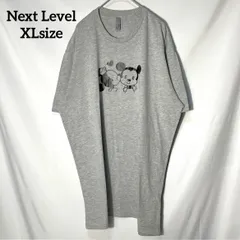 【Next Level】キャラクター ディズニー Disney ミッキーマウス　ミニーマウス　両面プリントロゴ　キャラT オーバーサイズ　半袖Tシャツ　グレー　XL US古着