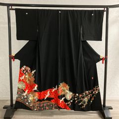 留袖　正絹　大きいサイズ　巾広　ワイドサイズ　　リメイク用　着物生地　HAA1959  8K383