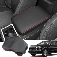 【人気商品】カバー 車種専用 (赤ステッチ) 内装パーツ 保護カバー アクセサリー 汚れ防止 傷防止 コンソールボックス アウトランダーPHEV センター アームレストカバー 肘置き用 専用 2021年～現行 3代目 GN0W型 アウトランダー 三菱 Auov