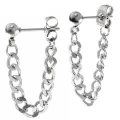 【新品】 [SEIYA INTERNATIONAL] チェーンピアス メンズ フープピアス リングピアス フープ リング チェーン 鎖 ステンレス シルバー 20G (両耳 2個) 1