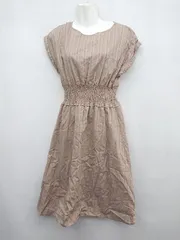 ◇ SOUP スープ かわいい ウエストゴム 半袖 膝下丈 ワンピース サイズ9 ベージュ系 レディース P  【1310020011115】