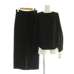 B&Y ユナイテッドアローズ BEAUTY&YOUTH ビューティー&ユース チェックジャカード セットアップ上下 バックリボン ブラウス Iラインロングスカート F M ブラック /MY ■OS