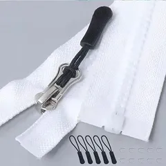 Gymwebeek ファスナー ジッパー ジッパータブ 引き手付き ファスナー用止め金具付き DIY 手作り、裁縫、服装、手芸、修理、に使用する 5本入り ホワイト・50cm/本( ホワイト,  50cm/本)