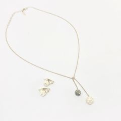 美品 AGATHA アガタ イヤリング ラインストーン チェーン ネックレス 2点セット シルバー 925 レディース 古着 中古 USED