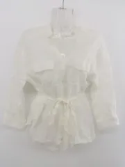 ◇ ◎ green label relaxing UNITED ARROWS リボン付 リネン100% 長袖 シャツ ブラウス ホワイト系 レディース P  【1212100000289】