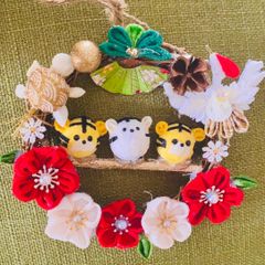 ［祝い］つまみ細工和風リース