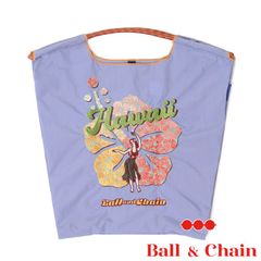 【正規品】ボールアンドチェーン (ハワイ / ラベンダー) Mサイズ  トートバッグ エコバッグ 刺繍 ハイビスカス 紫
