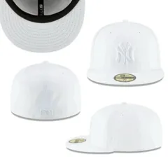 ニューエラ NEWERA キャップ 59FIFTY 5950 ヤンキース ホワイト×ホワイト フラットバイザー しっかりめ メジャーリーグ 大谷翔平 フラットバイザー メンズ レディース ユニセックス NEWERA 59FIFTY 新品 正規品 未使用品