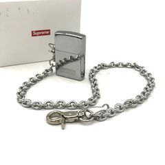 Supreme ジッポ CHAIN ZIPPO チェーン ライター 箱付き カジュアル シルバー系 ジッポー メンズ  シルバー シュプリーム 小物 B13824◆
