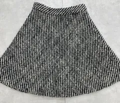 MONCLER　モンクレール　ツイードスカート　フレア　ウール　ハンガリー製　白黒　40　a00210