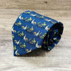 Salvatore Ferragamo サルヴァトーレフェラガモ ネクタイ 動物柄 ネイビー系 シルク100％