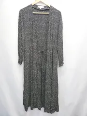 ◇ ⊂ ユニクロ × INES DE LA FRESSANGE コラボ 星柄 ロング丈 長袖 カーディガン サイズL ブラック レディース E  【1506180014015】