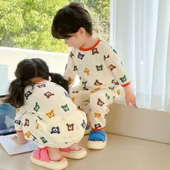 キッズ パジャマ 上下セット 綿 部屋着 ルームウェア 寝間着 女の子 男の子 ガールズ 小学生 半袖 子供服 トップス パンツ カジュアル 快適 肌触りがいい 春 夏 manhan07