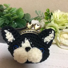 編みぐるみ がま口 ハンドメイド 黒猫 小物入れ