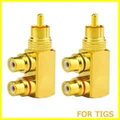 【新着商品】WMYCONGCONG 2個セット RCA分配器 2分配 分岐アダプタオス- メス変換直角アダプタ 金メッキ 直角スプリッタプラグコネクタ F型