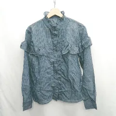 ◇ ⊂ Φ BONLECILL ボンルシール ストライプ柄 長袖 ブラウス サイズF ネイビー グレー レディース E  【1412090040986】