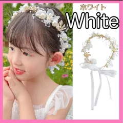 ヘッドドレス 花 パール カチューシャ 結婚式 発表会 ヘアバンド 白　ブライダル　撮影　誕生日　結婚式　C695
