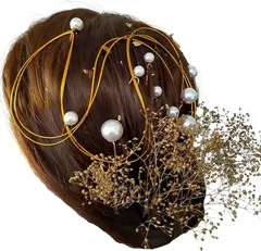 SUMITSUBAKI 髪飾り専門ブランド 金箔 紐 パール 水引 卒業式 ゴールド 成人式 振袖 和装 髪飾り用パーツ 34パーツセット おまけ付き( ゴールド,  フリー)