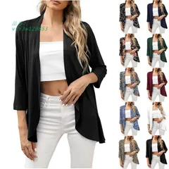 レディース カーディガン 大きいサイズ ショート丈 レディース アウター 長袖 羽織り 薄手 体型カ 九分袖 春夏 トップス 無地 カジュアル シンプル  vii3w129853