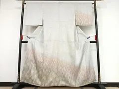 ⭐️くすみカラーにうっとり単衣着物⭐️紬　絞り着物　単衣　杢目絞り　格子柄　縫い絞り ⭐️くすみカラーにうっとり単衣着物⭐️紬 絞り着物 単衣 杢目