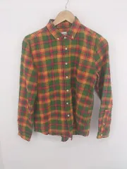 ◇ graniph グラニフ チェック オシャレ カジュアル 長袖 シャツ サイズS オレンジ マルチ メンズ P  【1307080003228】