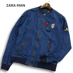 ZARA MAN ザラ マン 通年 SLIM FIT ワッペン★ コットン&リヨセル MA-1 デニム ブルゾン フライトジャケット Sz.S メンズ