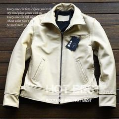 6L【新品】20万円 上質牛革 美ホワイトアイボリー レザージャケット 