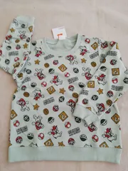 スーパーマリオ 　総柄　裏毛　長袖トレーナー　ER8931　グリーン　110cm/120cm/130cm