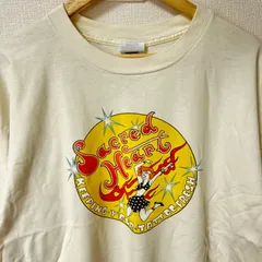 大きいサイズ(^w^)b GILDAN ギルダン クルーネック 半袖 Tシャツ 80s 90s ヴィンテージ フロントプリント Sacred Heart コットン 綿100% オーバーサイズ 古着MIX アメカジ オフホワイト 白 メンズ サイズXL