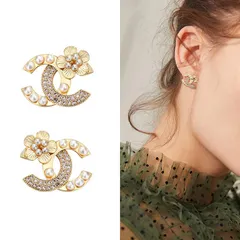 ピアス 金属アレルギー対応 18金 仕上げ パール CZダイヤ C＆C フラワー 韓国ファッション おしゃれ ポイント消化 誕生日 母の日 プレゼント