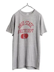【お得なクーポン配布中!】 80s USA製 ★ チャンピオン オハイオ 3段 染込み カレッジ プリント Tシャツ メンズ L 80年代 ヴィンテージ Champion 88 12 トリコタグ 灰