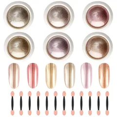 【在庫処分】メタリックパウダー ゴールド ピンク ジェルネイル パウダー ネイル メタリックネイル 6色セット ネイルパウダー ミラーパウダー(A) ミラーネイル