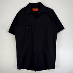 古着 レッドキャップ RED KAP 半袖シャツ ワーク スカル ゾンビ 胸ポケ S  ブラック バックプリント メンズ