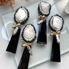 シェル×パール刺繍×プレートタッセル×ピアス orイヤリング