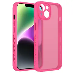 iphone 14 ケース iphone ケース iphone14 ケース スマホカバー 耐衝撃 指紋防止 滑り止め マット半透明 黄ばみなし レンズ保護 米軍MIL規格アイフォン14 用カバー インチ PinLiSheng (ローズレッド, iPhone 1