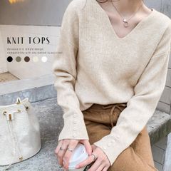 ニットセーター トップス 春服 無地 シンプル レディース vネック ニットソー