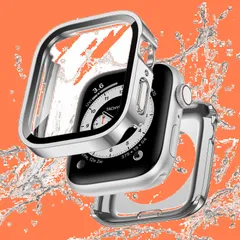 【新着商品】1 前後の保護 in 2 二重構造 ケース 44mm 耐衝撃 対応 4 iWatch 5 6 一体型 Series SE ケース Watch Apple 44mm カバー 防水 シルバー アップルウォッチ 【フルカバー保護】Kawoco