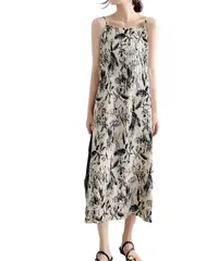 [Four leaf] 可愛い 上品 キャミワンピース レディース 夏 ロング ワンピース キャミソール ドレス プリーツ リゾートワンピース ロング丈 ノースリーブ 裏地付き きれいめ (S) [ベージュ] [S]